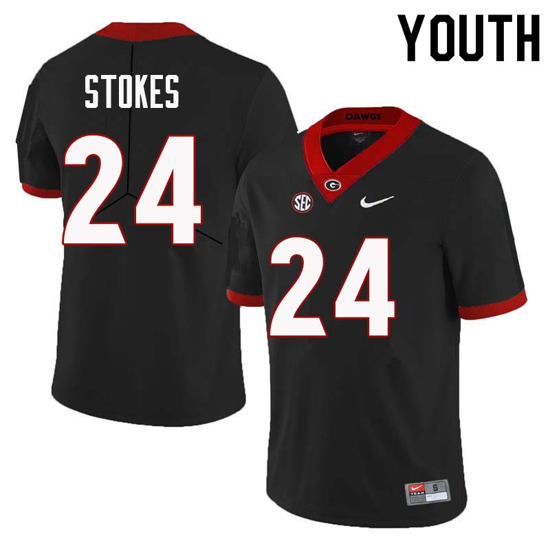 Georgia Bulldogs Youth Eric Stokes #24 Black Stitched College UGA Football Jersey 23PL014BL